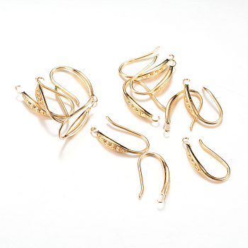 Brass Earring Hooks Rhinestone Settings, with Horizontal Loop, Nickel Free, Light Gold, Fit For 1mm Rhinestone, 22x3mm, Pin: 1mm