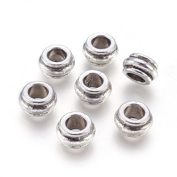 Tibetan Style Spacer Beads, Cadmium Free & Lead Free, Rondelle, Antique Silver, 12x7mm, Hole: 6.5mm