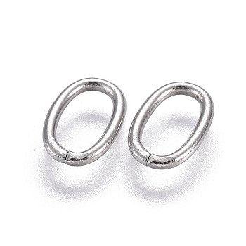 304 Stainless Steel Open Jump Rings, Oval, Stainless Steel Color, 10x6.5x1.1mm