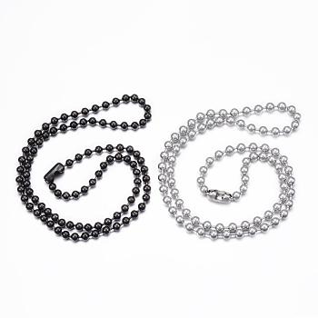 304 Stainless Steel Ball Chain Necklaces, Mixed Color, 23.62 inch(60cm), 4.5~5mm