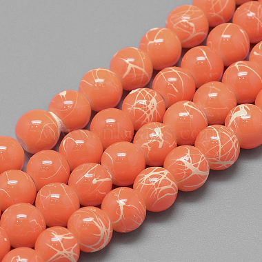 Orange Red Round Glass Beads