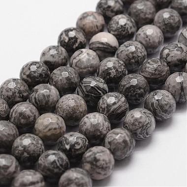 8mm Gray Round Netstone Beads