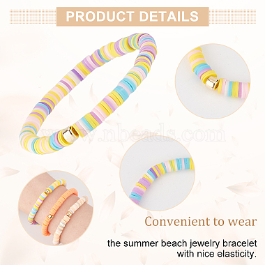 Elite 24Pcs 12 Color Handmade Polymer Clay & CCB Plastic Heishi Surfer Stretch Bracelets Sets(BJEW-PH0004-32)-4