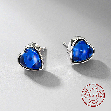 Blue Heart Cubic Zirconia Earrings