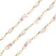 Brass Glass Bead Link Chains with ABS Imitation Pearl Beads(CHS-P016-39G-08)-1