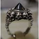 Jet Rhinestone Cone Chunky Finger Ring(SKUL-PW0002-020A-02AS)-1