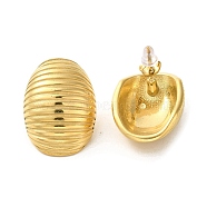 304 Stainless Steel Stud Earrings, Grooved Oval, Real 18K Gold Plated, 30x21mm(EJEW-Q796-03G)