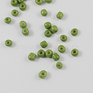 8/0 3mm Baking Paint Glass Seed Beads Loose Spacer Beads, Olive Drab, 3mm, Hole: 1mm, about 962pcs/50g(X-SEED-S002-K9)
