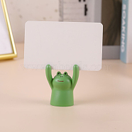 Resin Memo Photo Stand Holder, Card Note Clips, for Office Desktop Decoration, with Paper Card, Frog, Medium Sea Green, 38x23x50mm, Card:50x60x0.5mm(OFST-PW0002-068H)