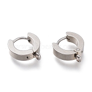 304 Stainless Steel Huggie Hoop Earrings Findings, with Vertical Loop, Ring, Stainless Steel Color, 12x11x4mm, Hole: 1.8mm, Pin: 1mm(STAS-I167-01C-P)