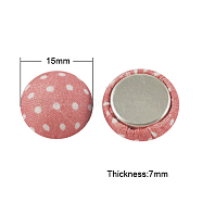 Woven Cabochons, with Aluminum Bottom, Half Round, Pink, 15x7mm(WOVE-S037-15mm-7)