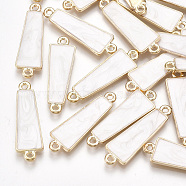 Alloy Enamel Links connectors, Trapezoid, Light Gold, Creamy White, 30x9x2mm, Hole: 1.5mm(PALLOY-T056-44A)