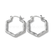 304 Stainless Steel Hoop Earrings, Hexagon, Stainless Steel Color, 25x22.5x3mm(STAS-Z052-10P)