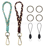 2Pcs Boho Macrame Wristlet Keychain Keying, Handmade Braided Tassel Wrist Lanyard with Portable Anti-Lost Mobile Rope for Women, Coconut Brown, 19cm, 2 colors, 1pc/color(KEYC-SW00004-06)