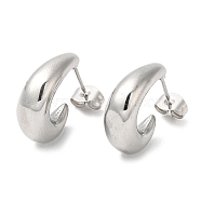 304 Stainless Steel Arch Stud Earrings, Half Hoop Earrings, Stainless Steel Color, 17x6mm(EJEW-B026-03P)
