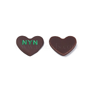 Acrylic Enamel Cabochons, Heart with Word NYN, Coconut Brown, 20x23x5mm(KY-N015-208B)