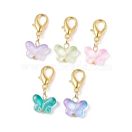 Colorful Butterfly Glass Pendant Decorations, Lobster Clasp Charms, Clip-on Charms, for Keychain, Purse, Backpack Ornament, Mixed Color, 30mm(HJEW-JM00799)