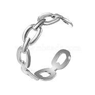 Stainless Steel Open Cuff Ring, Oval, Stainless Steel Color, Inner Diameter: 19mm(YA3535-2)