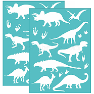 Self-Adhesive Silk Screen Printing Stencil, for Painting on Wood, DIY Decoration T-Shirt Fabric, Turquoise, Dinosaur Pattern, 195x140mm(DIY-WH0337-034)