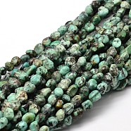 Natural African Turquoise(Jasper) Nuggets Beads Strands, Tumbled Stone, 5~10x6~7x3~7mm, hole: 1mm, about 14.9 inch~15.7 inch(X-G-J335-43)