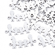 201 Stainless Steel Links connectors, Laser Cut Links, Family, Stainless Steel Color, 26x13x1mm, Hole: 1.6mm(X-STAS-T044-26P)