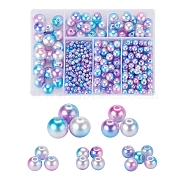 497Pcs 5 Style Rainbow ABS Plastic Imitation Pearl Beads, Gradient Mermaid Pearl Beads, Round, Medium Orchid, 4~12x3.5~11.5mm, Hole: 1.2~2mm(OACR-YW0001-07C)