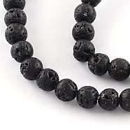 Dyed Natural Lava Rock Gemstone Round Bead Strands, 4~5mm, Hole: 1mm, about 86pcs/strand, 15.7 inch(G-R293-02)