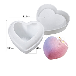 Heart DIY Food Grade Silicone Molds, For DIY Cake Chocolate Bakeware, White, 114x110x49mm, Inner Diameter: 104x90x47mm(PW-WG29534-01)
