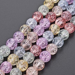 Crackle Glass Beads Strands, Dyed & Heated, Round, Colorful, 8mm, Hole: 1.2mm, about 50~51pcs/strand, 15.35 inch(39cm)(GLAA-S192-B-008B)