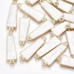 Alloy Enamel Links connectors, Trapezoid, Light Gold, Creamy White, 30x9x2mm, Hole: 1.5mm(PALLOY-T056-44A)