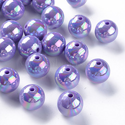 Opaque Acrylic Beads, AB Color Plated, Round, Medium Purple, 16x15mm, Hole: 2.8mm, about 220pcs/500g(MACR-S370-D16mm-SS2114)