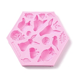 DIY Animals Food Grade Silicone Molds, Resin Casting Molds, For UV Resin, Epoxy Resin Jewelry Making, Mixed Shape, Pearl Pink, 113x128x15mm, Inner Diameter: 12~45x11~33mm(DIY-C019-05A)