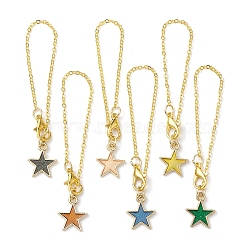 Alloy Enamel Pendant Decorations, Star Shapes, Mixed Color, 69mm, 6pcs/set(HJEW-JM01846)