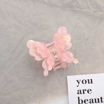 Butterfly Acrylic Claw Hair Clips, Hair Accessories for Women & Girls, Pink, 65x58x42mm