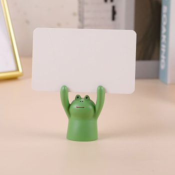 Resin Memo Photo Stand Holder, Card Note Clips, for Office Desktop Decoration, with Paper Card, Frog, Medium Sea Green, 38x23x50mm, Card:50x60x0.5mm