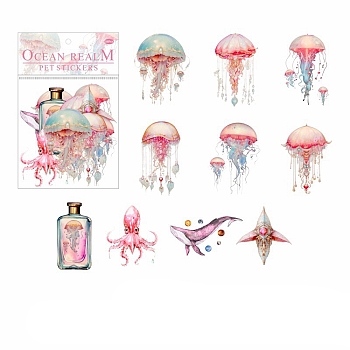 Dream Dance Ocean Realm Series 20 Sheets PET Sticker, Luminous Jellyfish for Journal Diary DIY Decoration, Pink, 75x75mm
