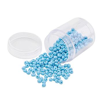 Opaque Glass Seed Beads, Fringe Teardrop Beads, Cornflower Blue, 4~5x3mm, Hole: 1mm