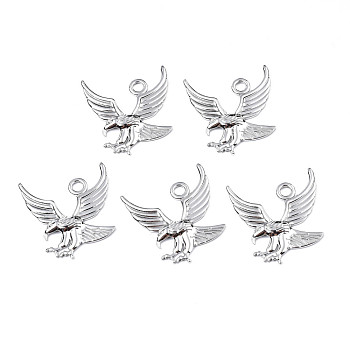 304 Stainless Steel Pendants, Eagle, Stainless Steel Color, 35.5x30x3mm, Hole: 3.5mm