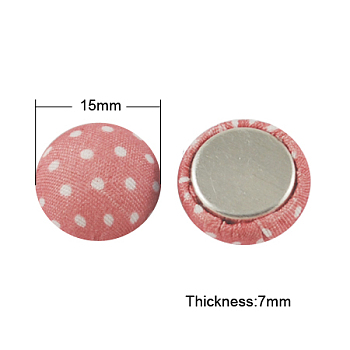 Woven Cabochons, with Aluminum Bottom, Half Round, Pink, 15x7mm