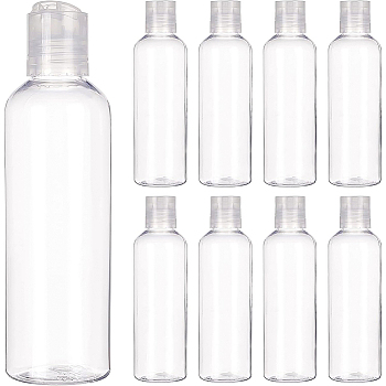 PET Plastic Press Cap Transparent Bottles, Refillable Bottles, Clear, 160x46mm
