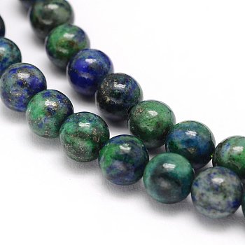 Natural Chrysocolla and Lapis Lazuli Beads Strands, Dyed, Round, 6mm, Hole: 1mm, about 63pcs/strand, 15.5 inch