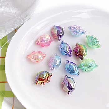 Transparent Crackle Acrylic Beads, Gradient Color, Claw Print, Mixed Color, 17.6x26.5x15mm, Hole: 3mm