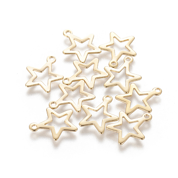 201 Stainless Steel Charms, Star, Golden, 15x12.5x0.5mm, Hole: 1.4mm