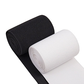 BENECREAT Flat Elastic Rubber Cord/Band, Webbing Garment Sewing Accessories, White & Black, 97mm, 2m/color, 4m/set