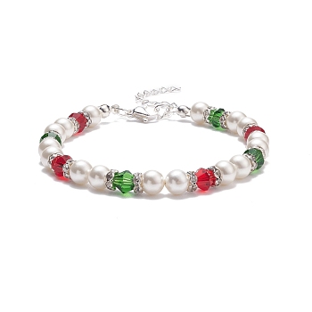 Shell Pearl & Glass Beaded Bracelet, Christmas Jewelry for Women, Colorful, 7-1/2 inch(19cm)