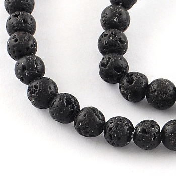 Dyed Natural Lava Rock Gemstone Round Bead Strands, 4~5mm, Hole: 1mm, about 86pcs/strand, 15.7 inch