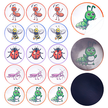 Round Dot PVC Potty Training Toilet Color Changing Stickers, Reusable Potty Targets Color Changing Pee Target for Kid Training, Insects, 70x0.3mm