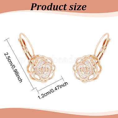 2 Pairs 2 Colors Clear Cubic Zirconia Rose Flower Leverback Earrings(EJEW-AN0002-85)-2