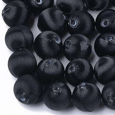 22mm Black Round Polyester Beads