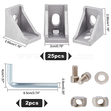 nbeads 25juego de soporte de esquina de aluminio y 2piezas de llave hexagonal de hierro(TOOL-NB0001-98)-6